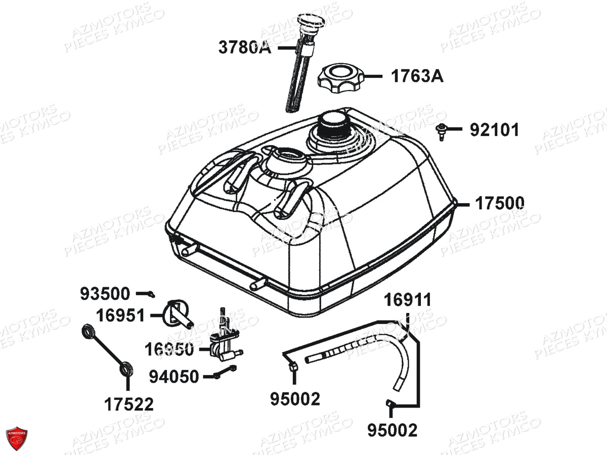 Reservoir A Carburant KYMCO Pièces MXU 400 IRS 4X4/2X4 4T EURO2 (LA70AD/AE/AL/LA70BF)