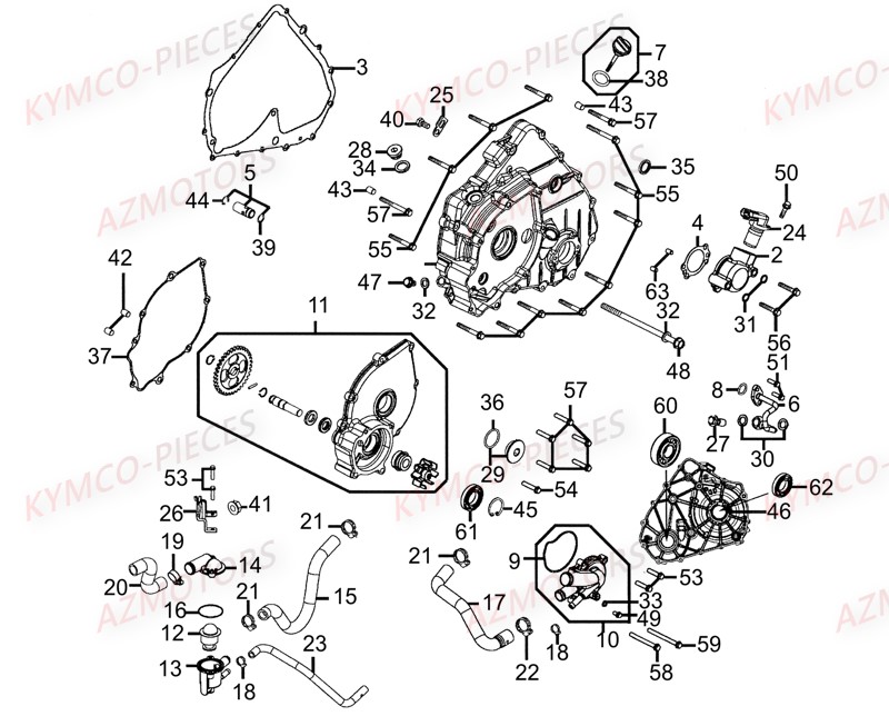Carter Gauche Pompe A Eau KYMCO 