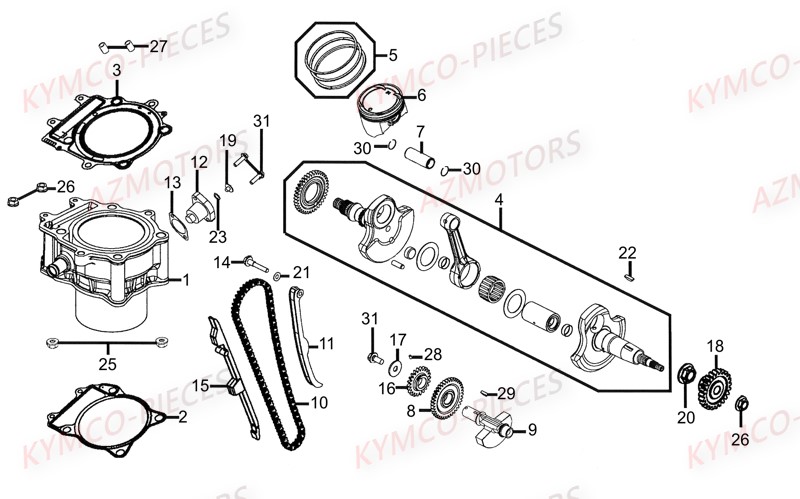 Cylindre Piston KYMCO 