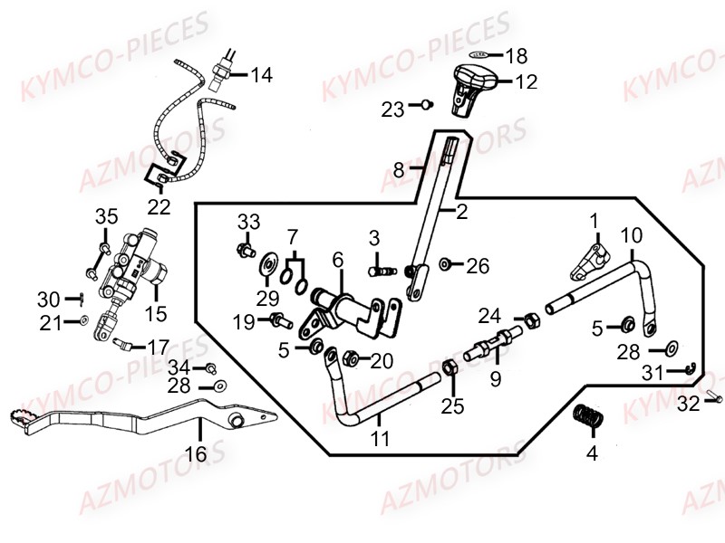 Pedale De Frein Selecteur KYMCO 