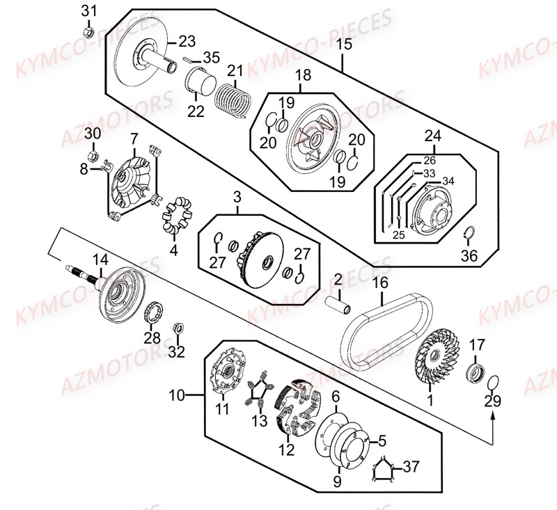 Variateur Embrayage KYMCO 