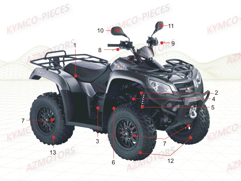 1_CONSOMMABLES KYMCO Pièces Quad Kymco MXU 465I IRS 4T EURO4 LC90EL