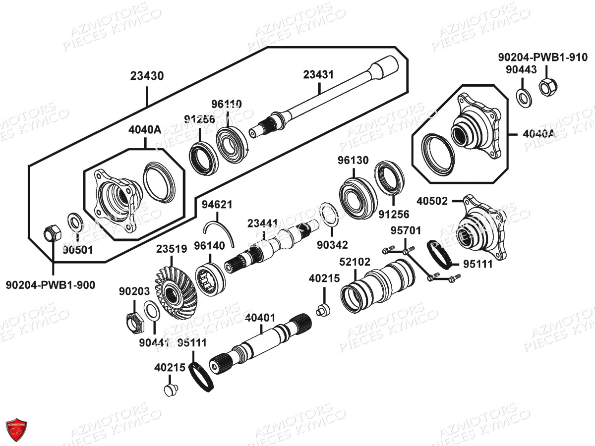 Arbre De Pont KYMCO Pièces MXU 465I IRS 4T EURO4 (LC90EL)