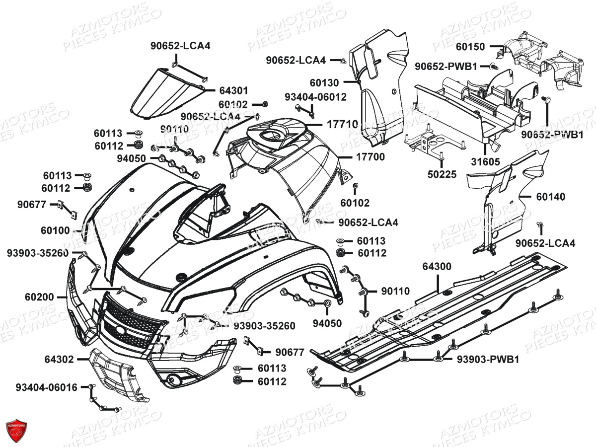 Carenages Avant KYMCO Pièces MXU 465I IRS 4T EURO4 (LC90EL)