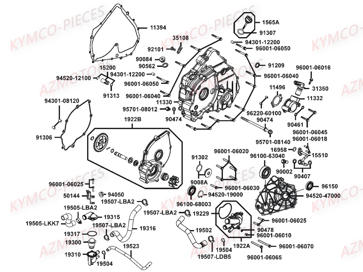 CARTER GAUCHE POMPE A EAU AZMOTORS MXU465I IRS EURO4