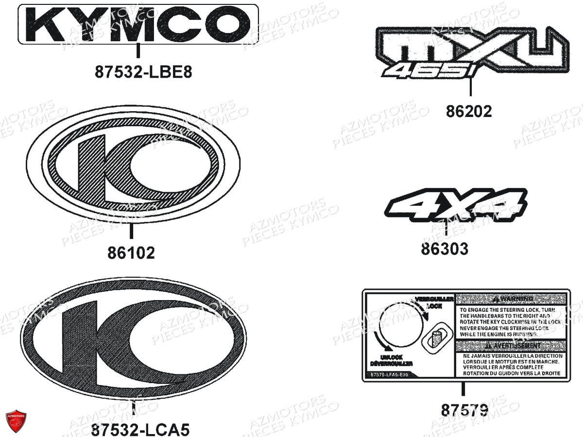 Decors KYMCO Pièces MXU 465I IRS 4T EURO4 (LC90EL)