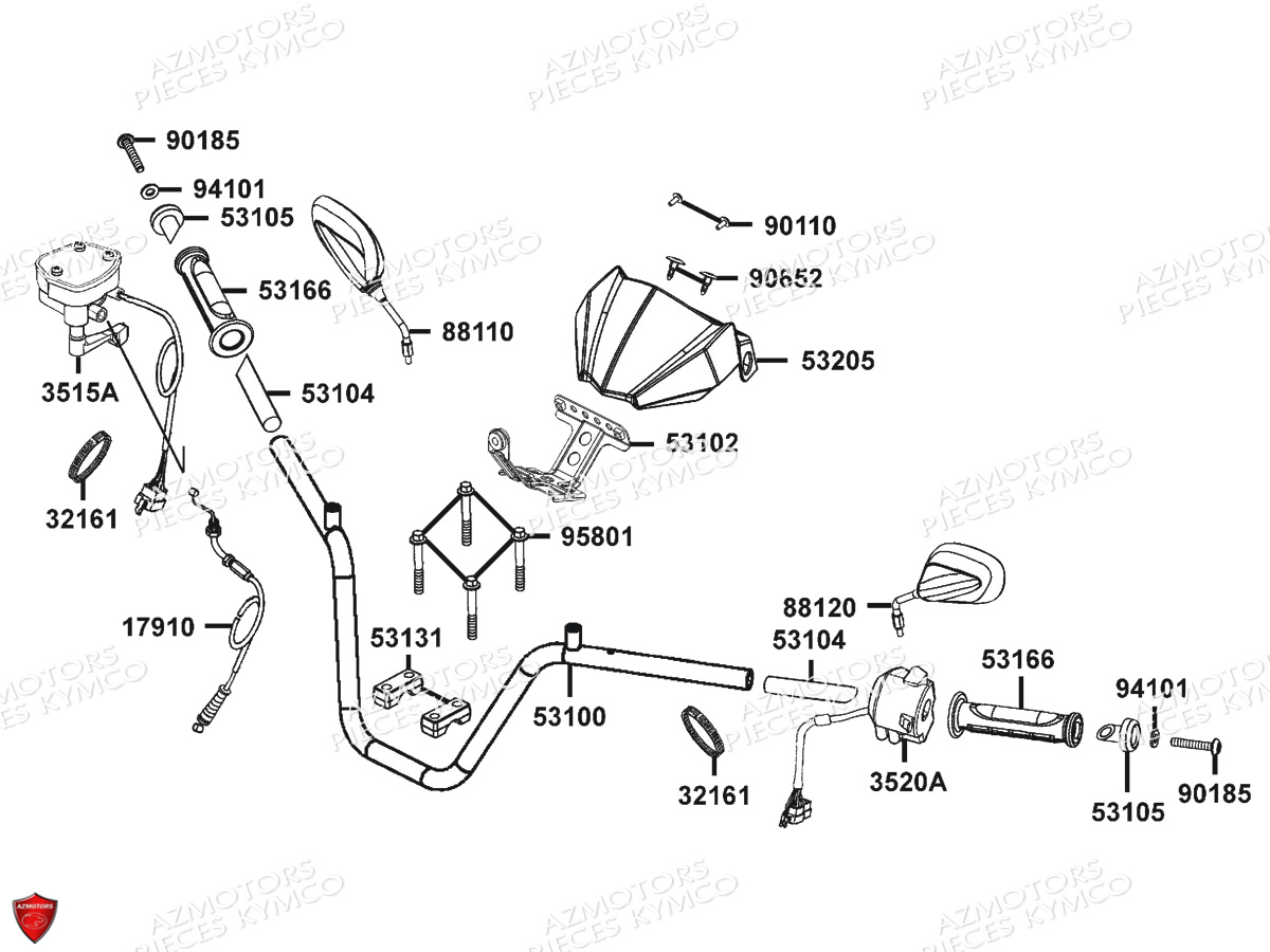 Guidon Retroviseurs KYMCO Pièces MXU 465I IRS 4T EURO4 (LC90EL)