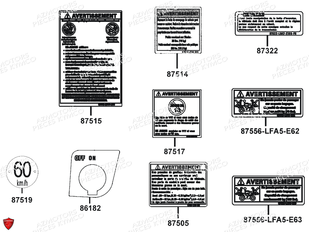 Label De Securite KYMCO Pièces MXU 465I IRS 4T EURO4 (LC90EL)