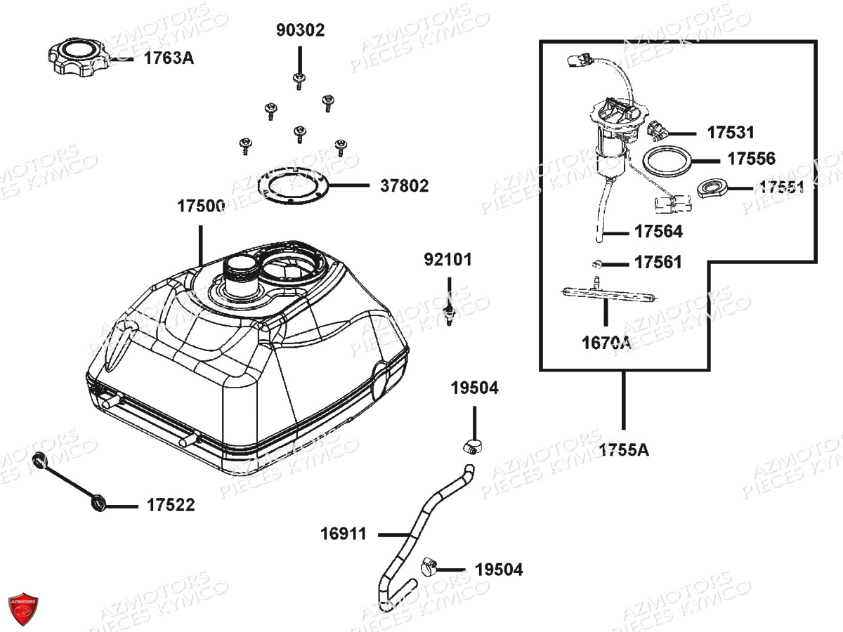 Reservoir A Carburant KYMCO Pièces MXU 465I IRS 4T EURO4 (LC90EL)