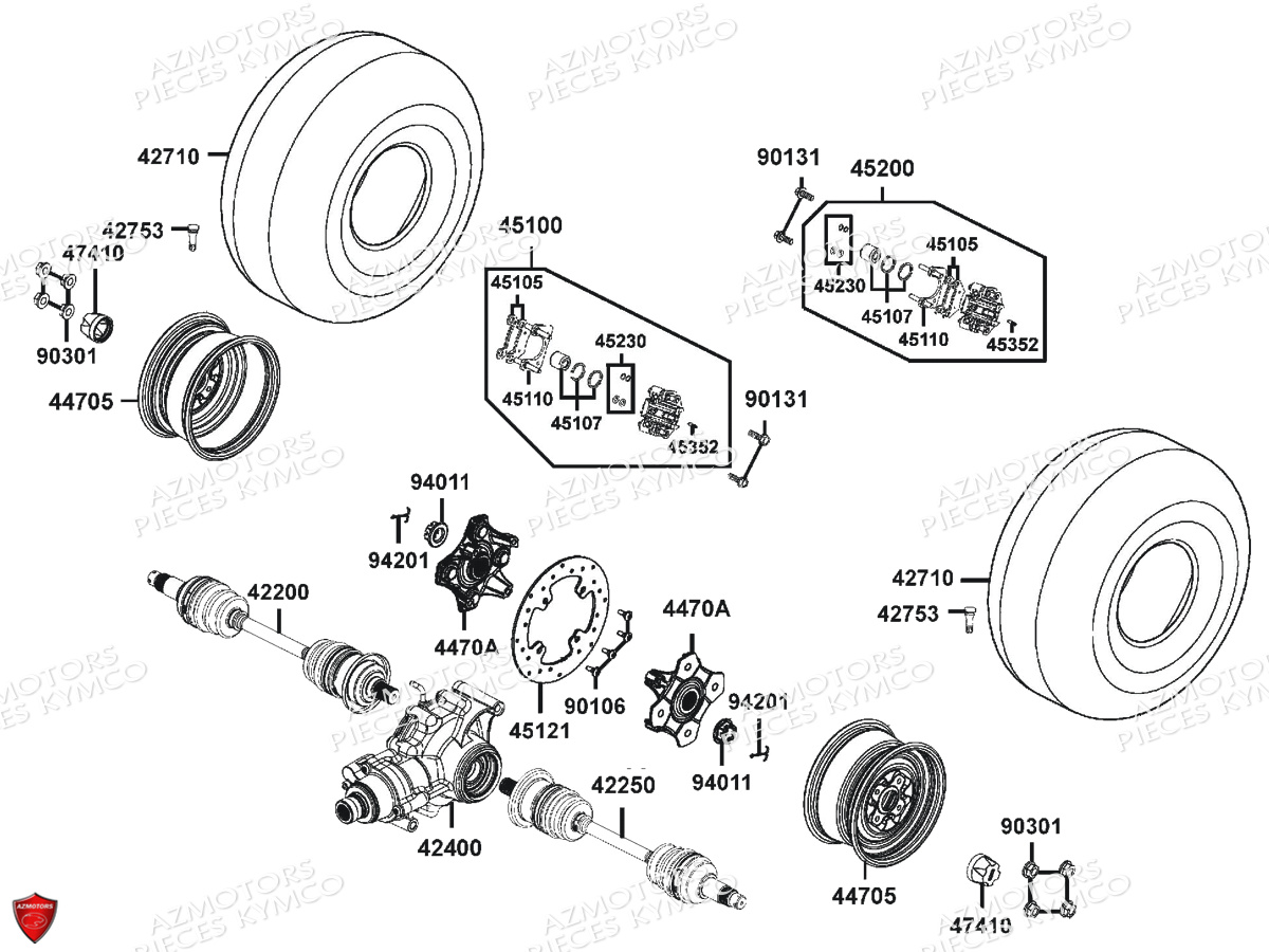 ROUES_ARRIERE KYMCO Pièces Quad Kymco MXU 465I IRS 4T EURO4 LC90EL