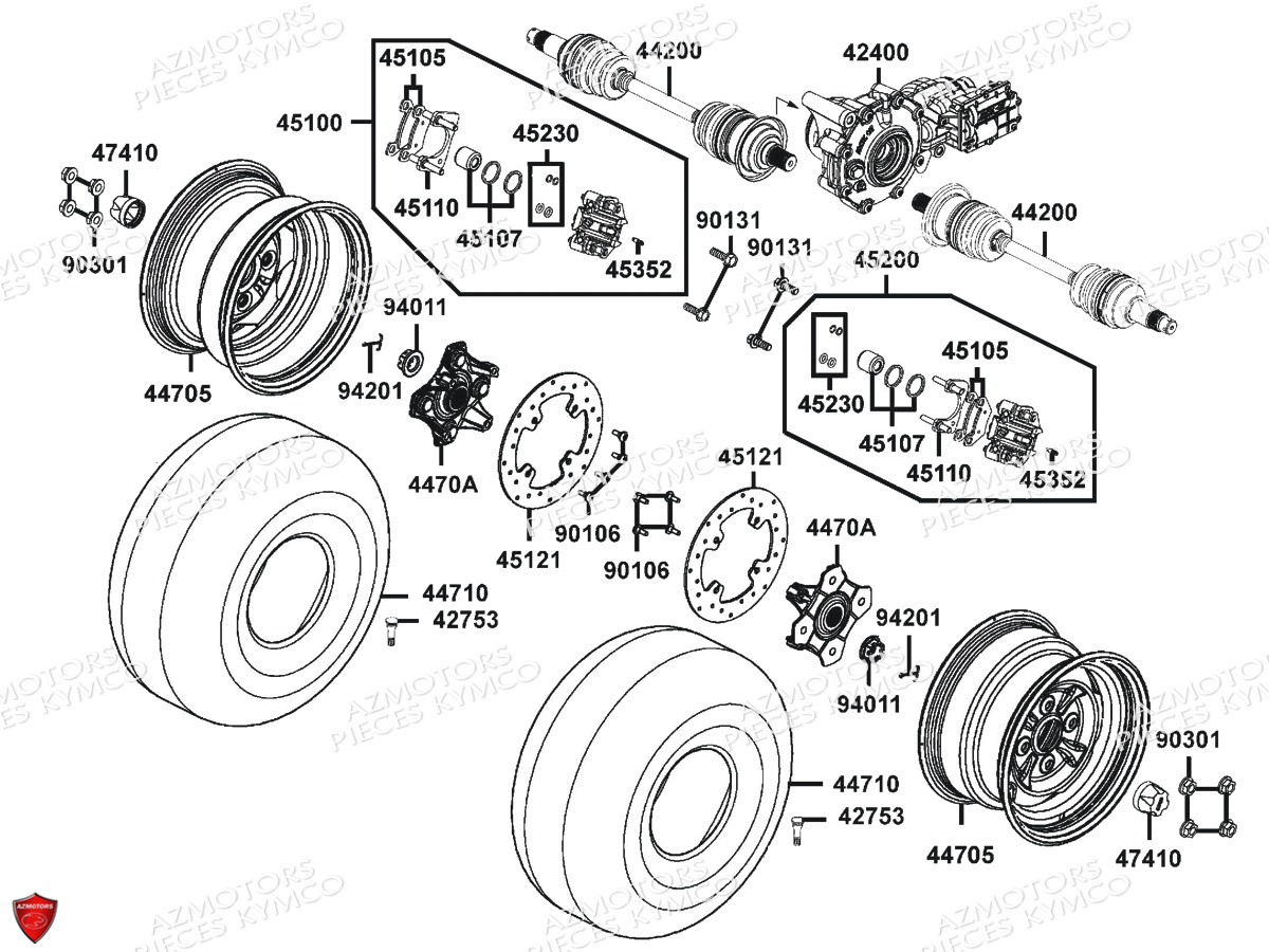 Roues Avant KYMCO Pièces MXU 465I IRS 4T EURO4 (LC90EL)