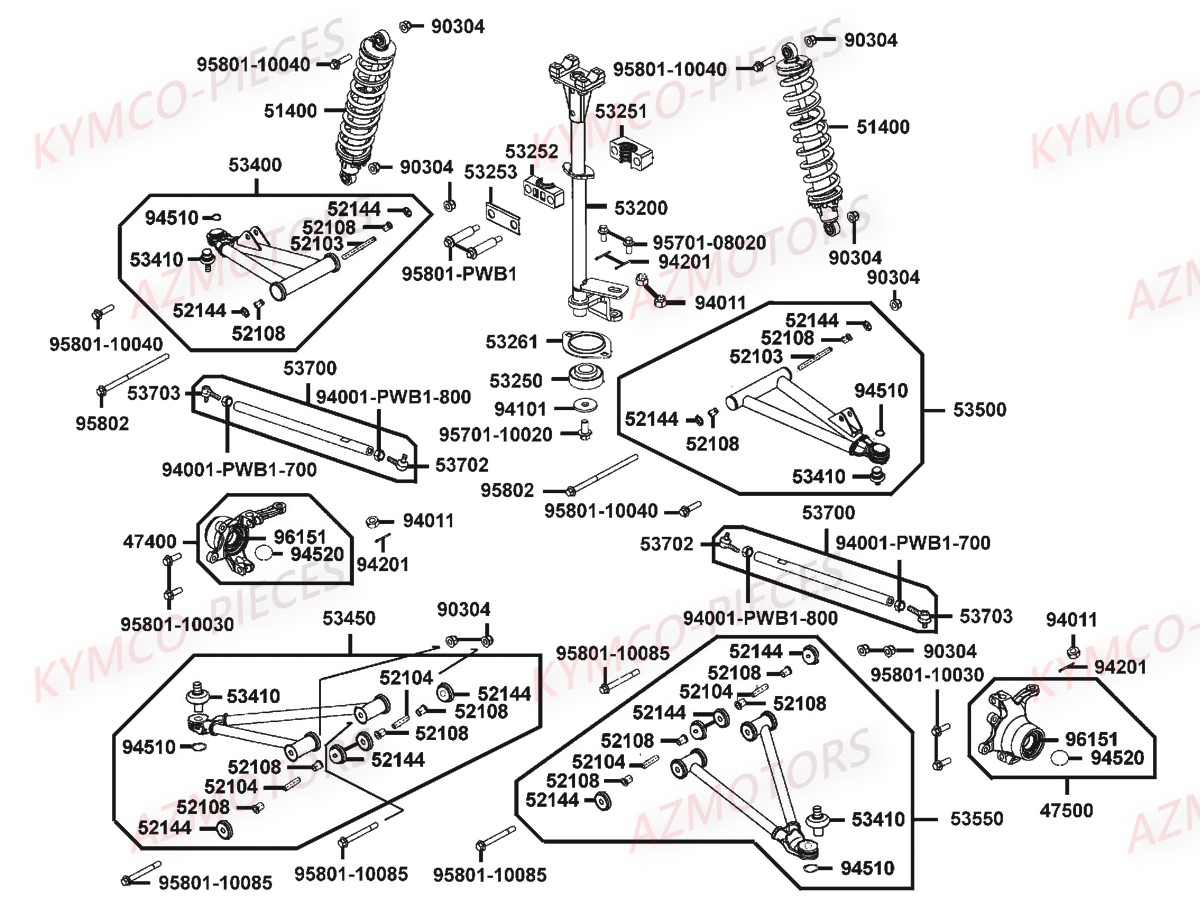 SUSPENSION AVANT COLONNE DE DIRECTION AZMOTORS MXU465I IRS EURO4