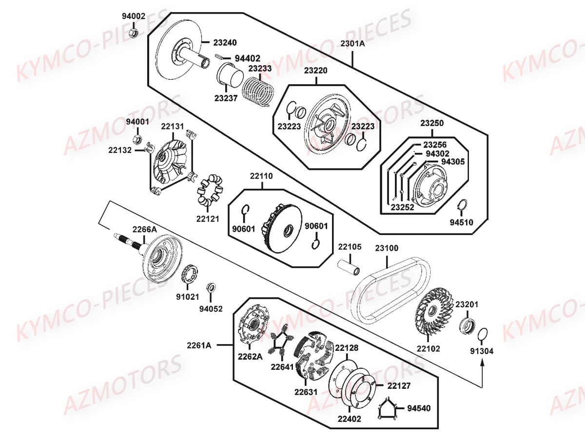 VARIATEUR EMBRAYAGE AZMOTORS MXU465I IRS EURO4