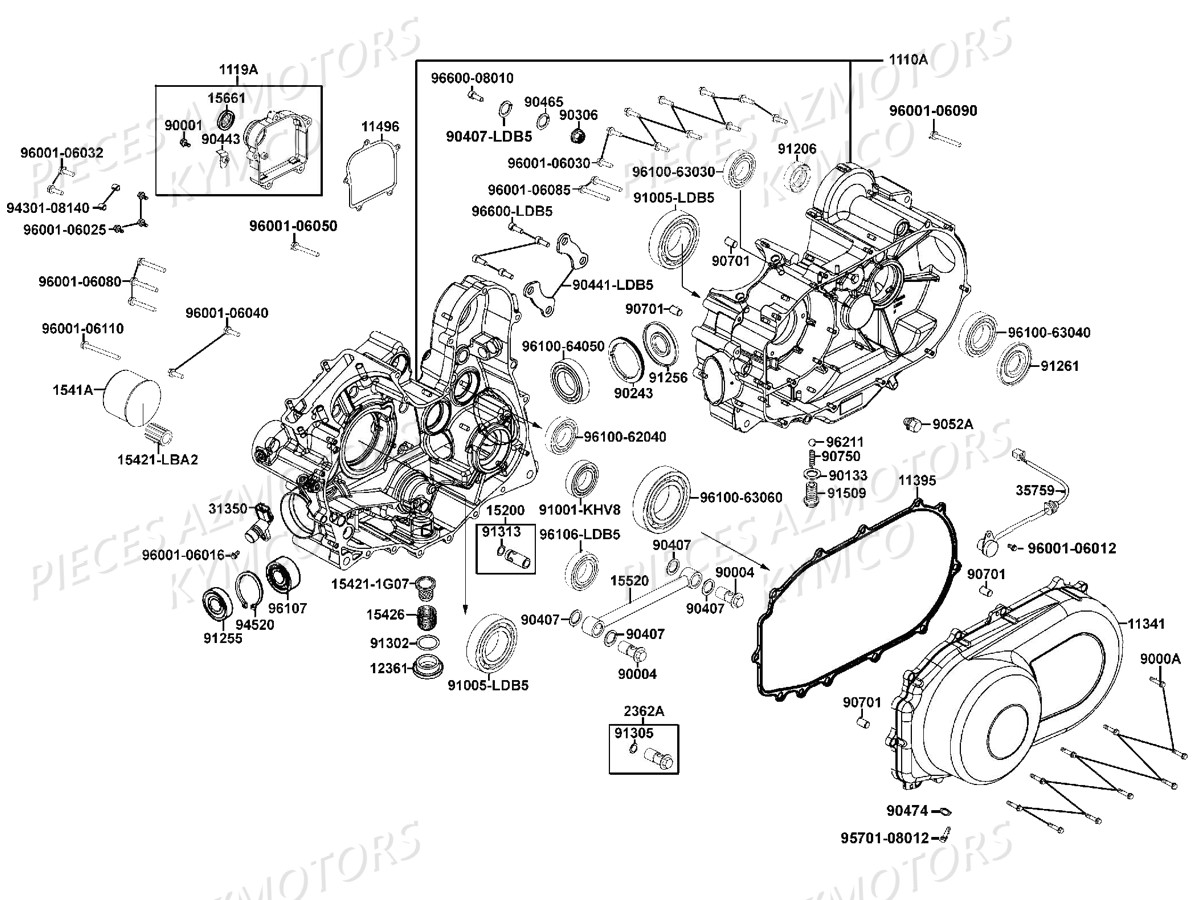 CARTER_MOTEUR KYMCO Pièces MXU 500 T GREEN LINE (LTA0AA)