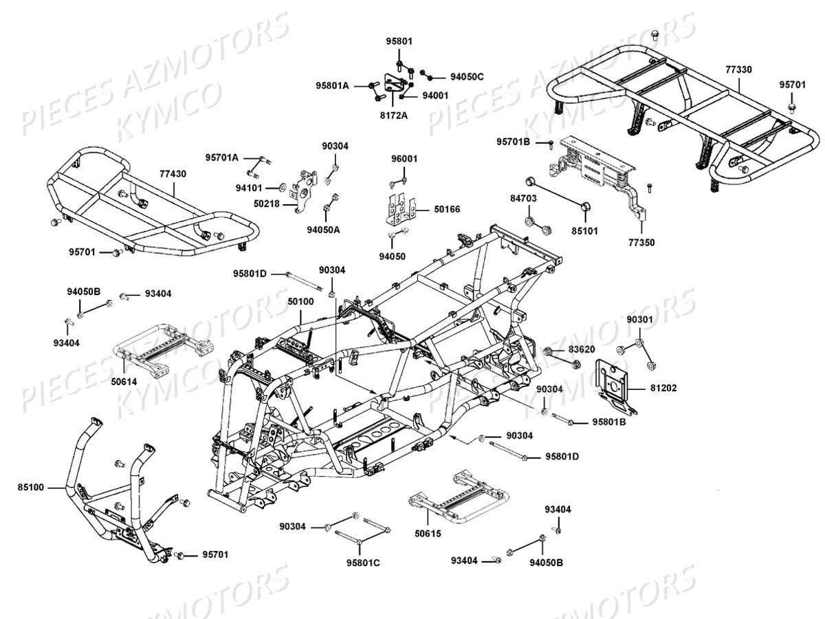 Chassis Porte Paquets KYMCO Pièces MXU 500 T GREEN LINE (LTA0AA)