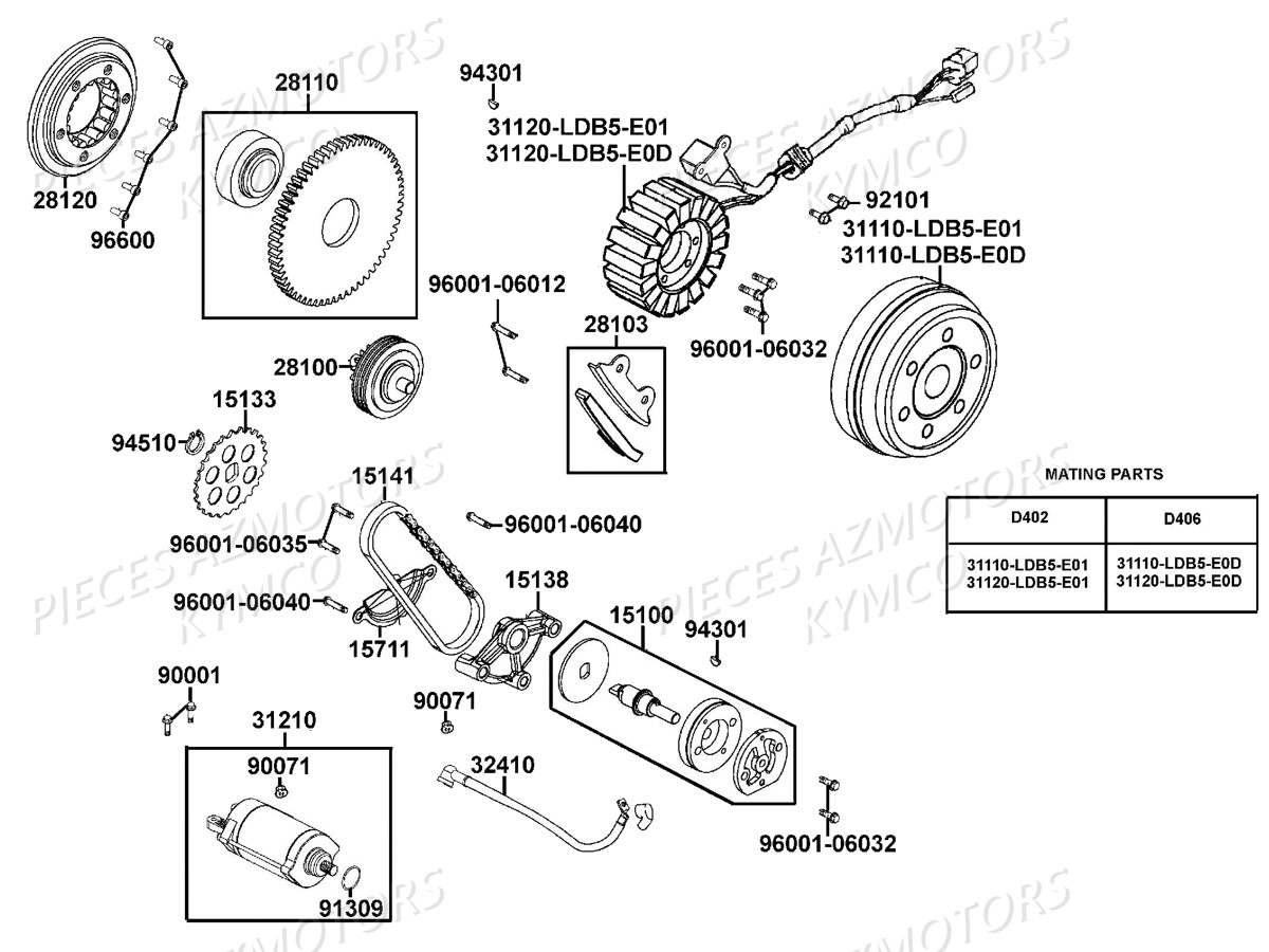 Stator Volant Magnetique KYMCO Pièces MXU 500 T GREEN LINE (LTA0AA)