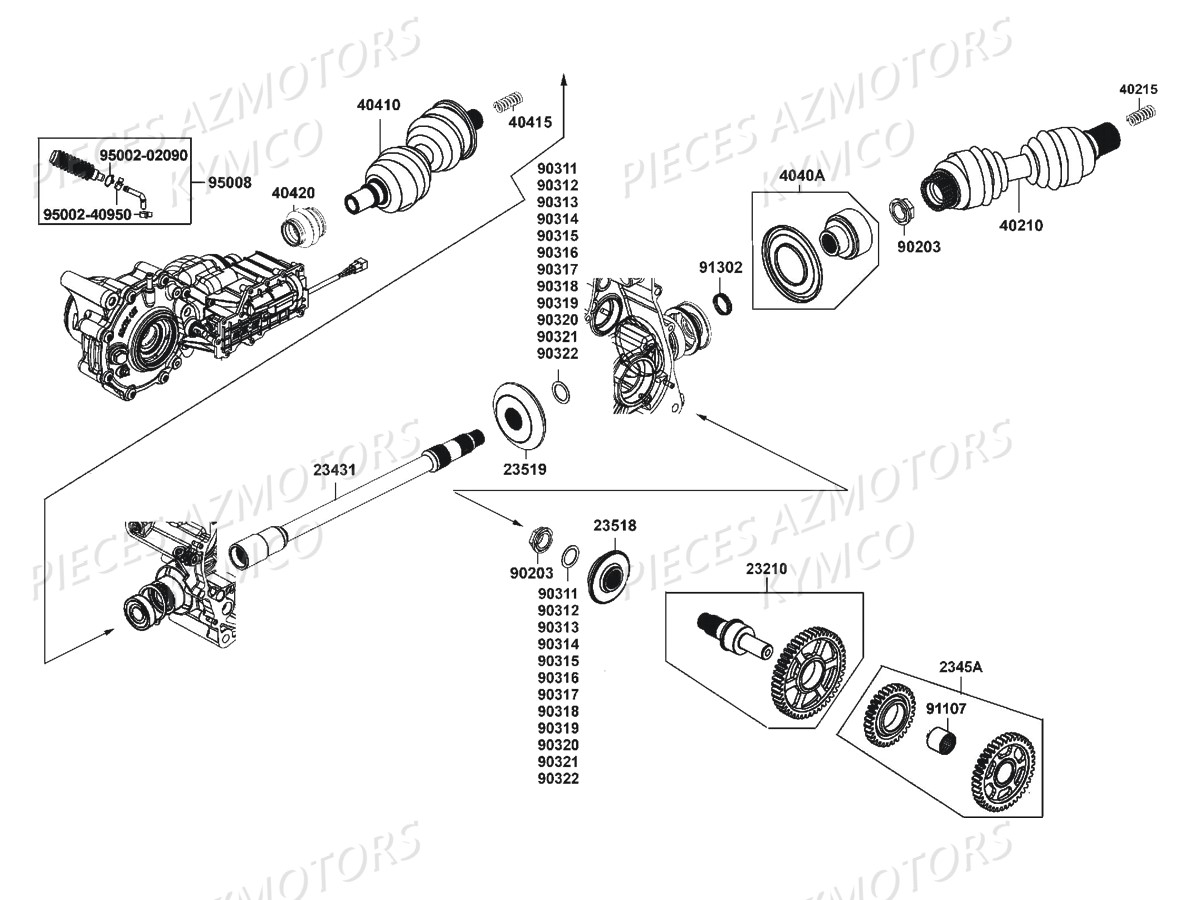 Arbre De Pont KYMCO Pièces MXU 500 IRS/CARBU 4T EURO2 (LAA0CD/CF/CG)