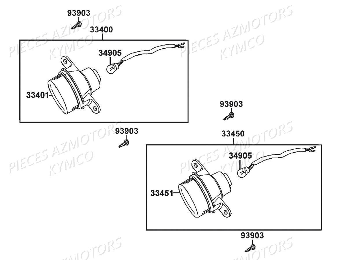 Clignotants KYMCO Pièces MXU 500 IRS/CARBU 4T EURO2 (LAA0CD/CF/CG)