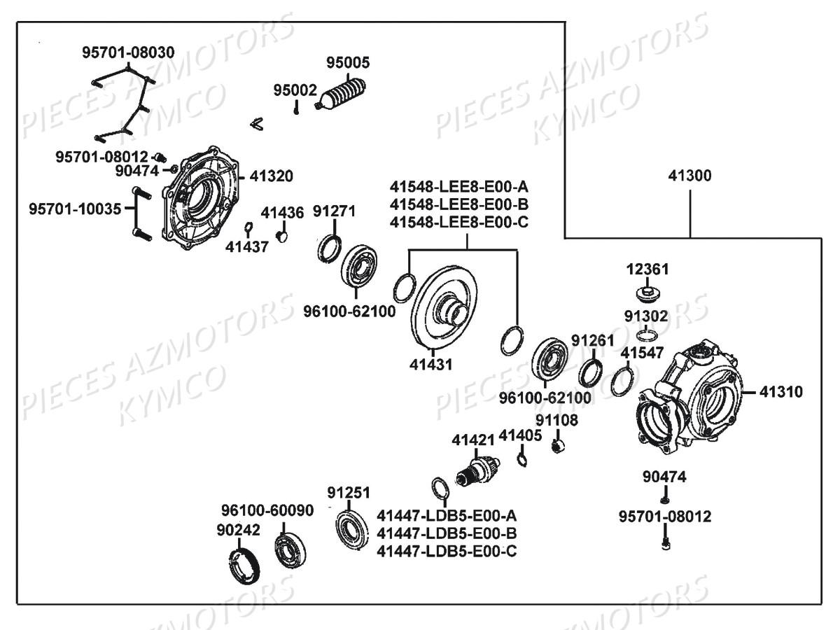 DIFFERENTIEL_ARRIERE KYMCO Pièces MXU 500 IRS/CARBU 4T EURO2 (LAA0CD/CF/CG)