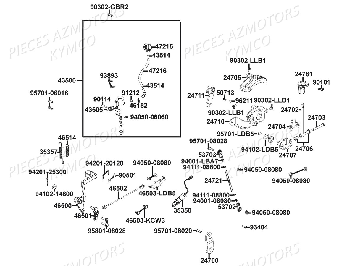 MAITRE_CYLINDRE_ARRIERE-SELECTION KYMCO Pièces MXU 500 IRS/CARBU 4T EURO2 (LAA0CD/CF/CG)