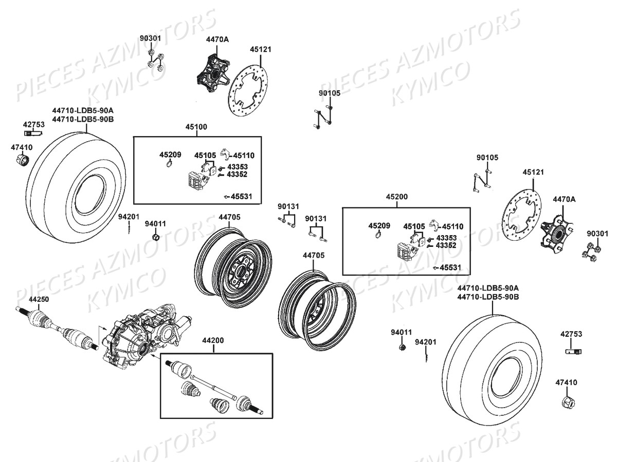 Roues Avant KYMCO Pièces MXU 500 IRS/CARBU 4T EURO2 (LAA0CD/CF/CG)