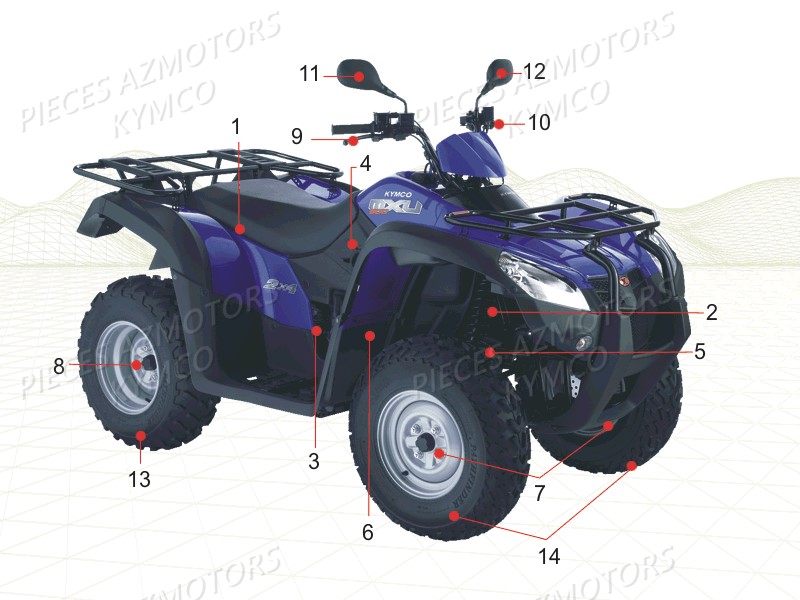 1_CONSOMMABLES KYMCO Pièces MXU 500 IRS CARBU GREENLINE 4T EURO II