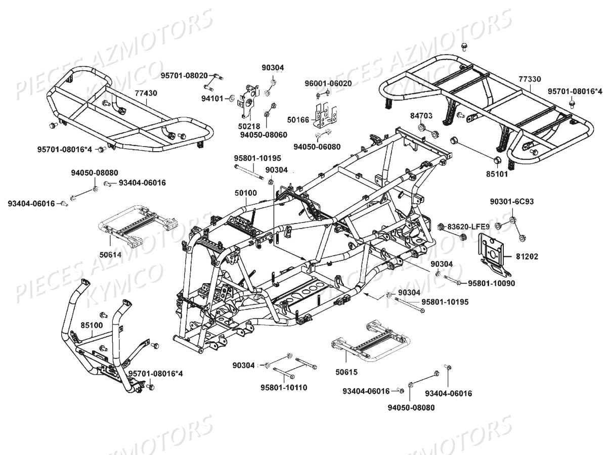 Chassis Ports Paquets KYMCO Pièces MXU 500 IRS GREEN LINE 4T EURO2 (LAA0CJ)