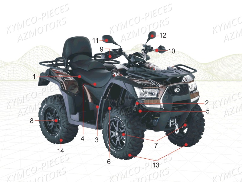 1_CONSOMMABLES KYMCO Pièces Quad Kymco MXU 550 EX IRS 4X4 INJECTION 4T EURO II