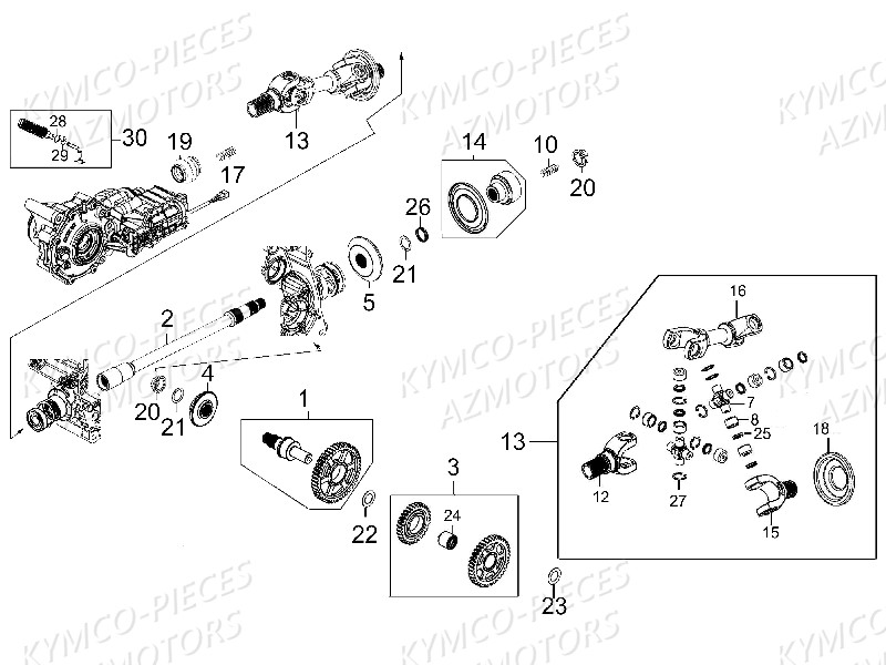 ARBRE DE REDUCTION KYMCO Pièces Quad Kymco MXU 550 EX IRS 4X4 INJECTION 4T EURO II