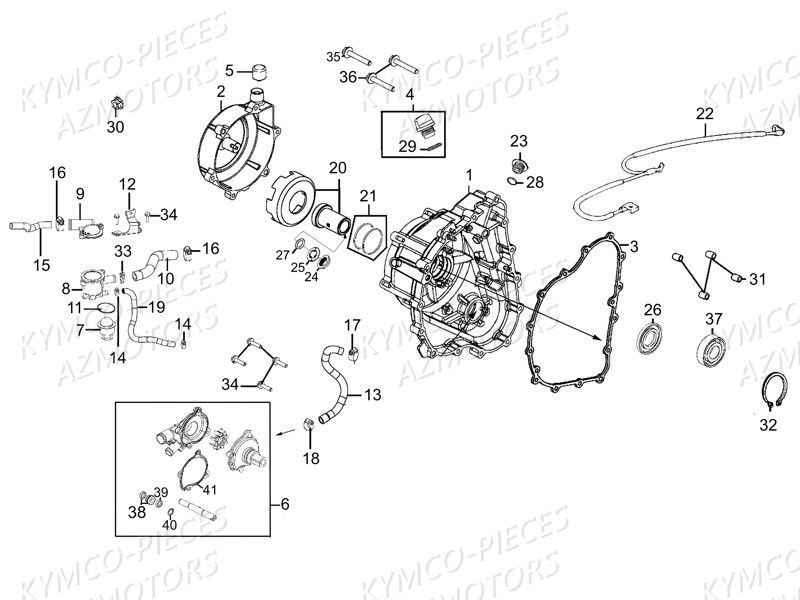 CARTER DROIT POMPE A EAU pour MXU550I EX IRS