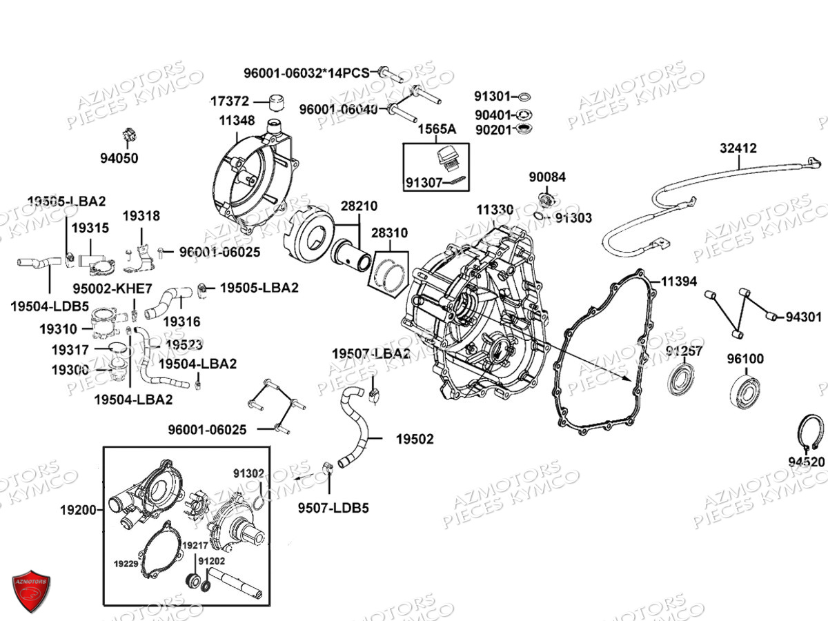 Carter Droit Pompe A Eau KYMCO Pièces MXU 550I EX IRS 4T EURO2 (LEA0BE)