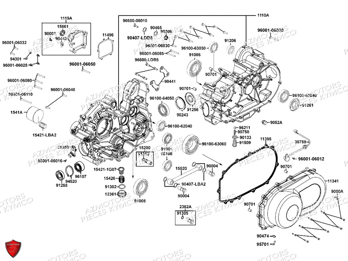 Carters Moteur KYMCO Pièces MXU 550I EX IRS 4T EURO2 (LEA0BE)
