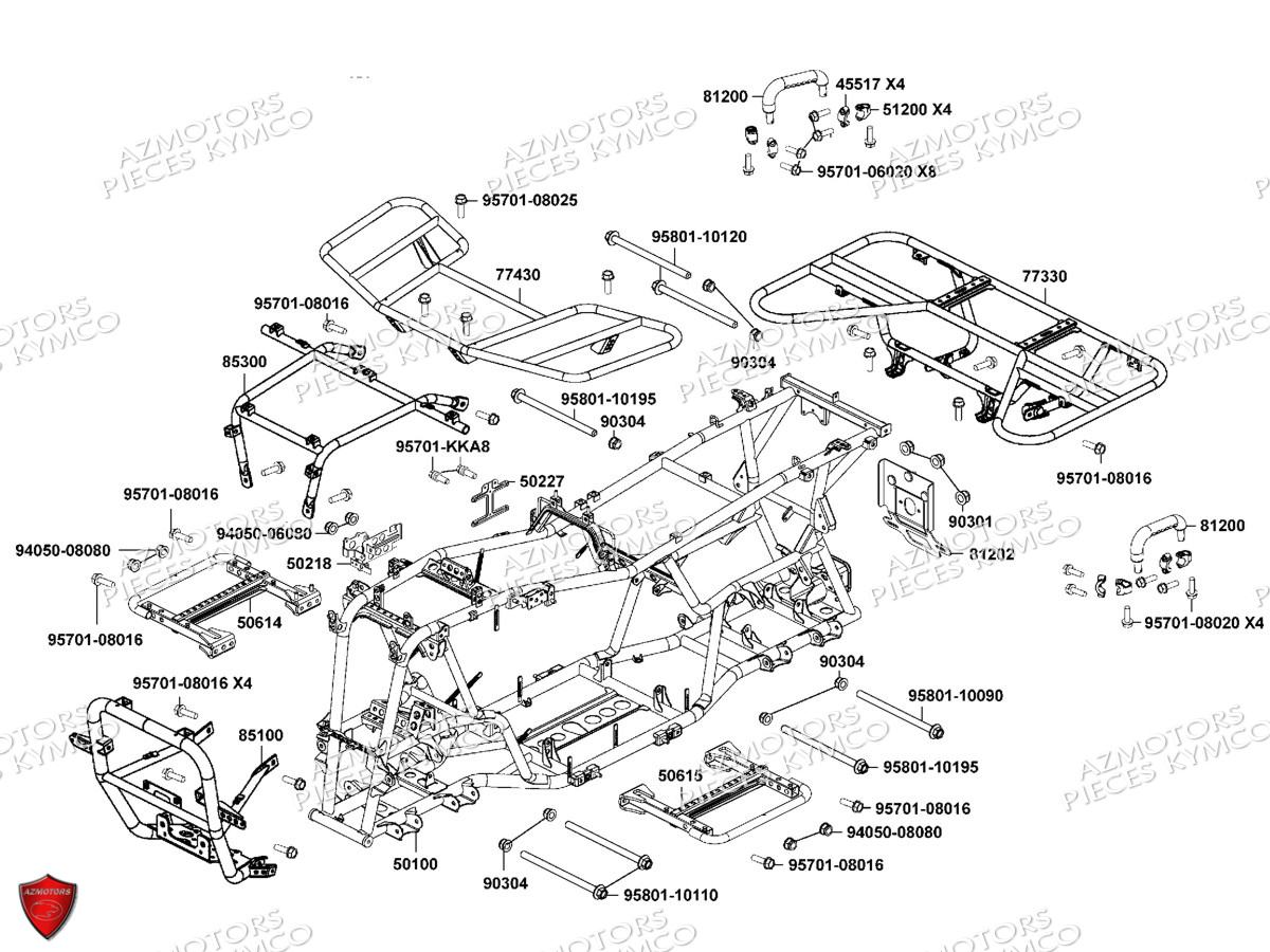 Chassis Porte Paquets KYMCO Pièces MXU 550I EX IRS 4T EURO2 (LEA0BE)