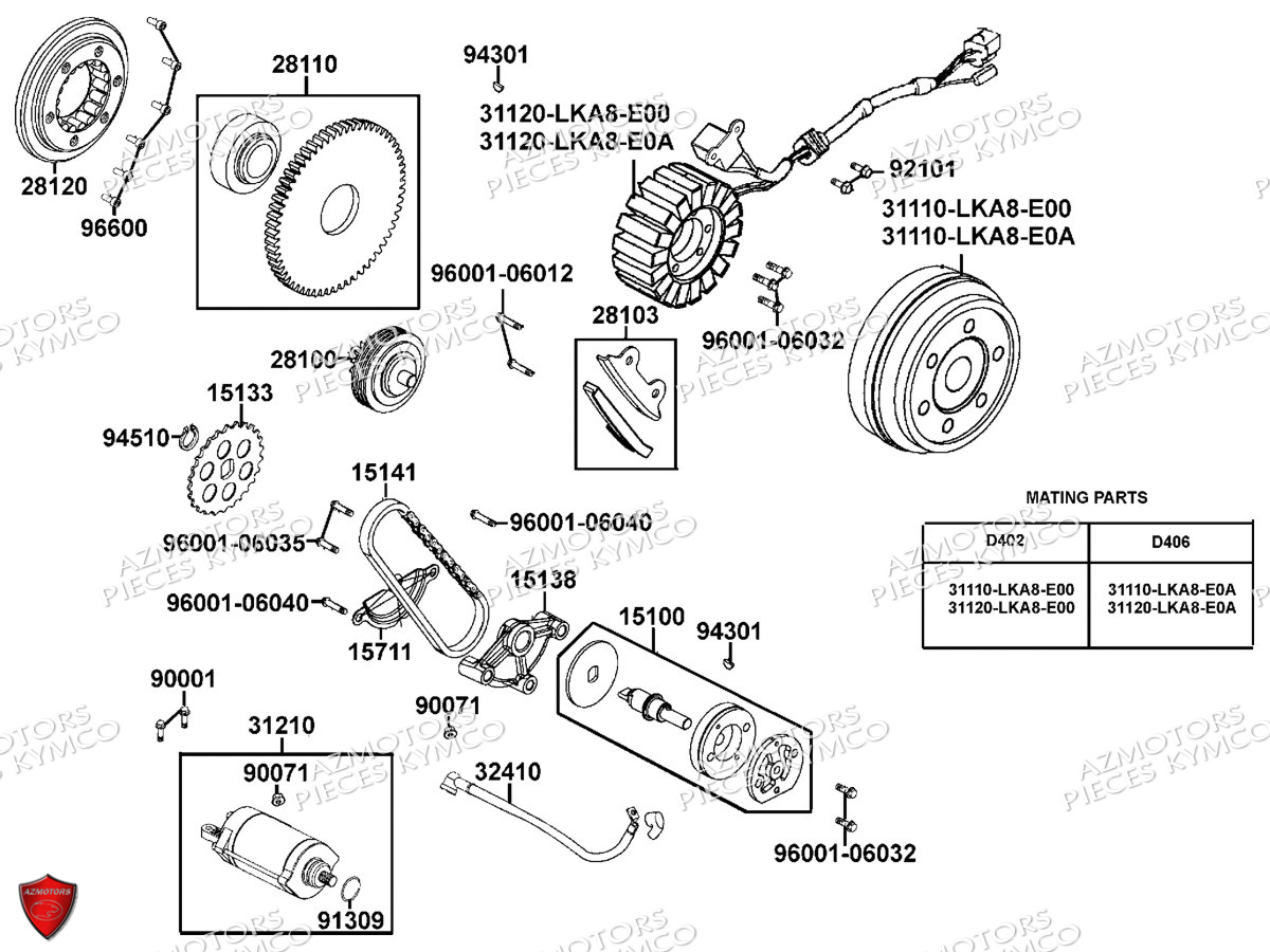 Demarreur Allumage Pompe A Huile KYMCO Pièces MXU 550I EX IRS 4T EURO2 (LEA0BE)