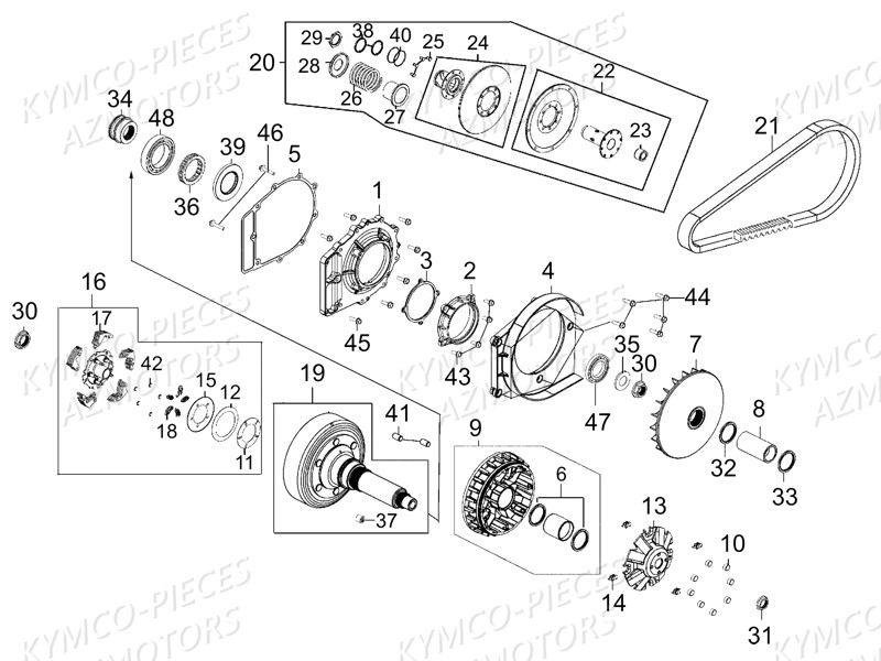 EMBRAYAGE VARIATEUR pour MXU550I EX IRS