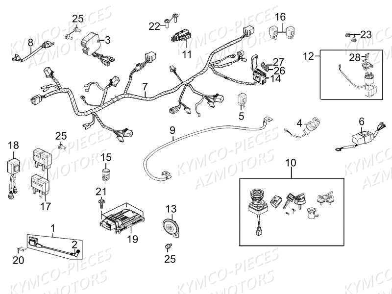 EQUIPEMENT ELECTRIQUE KYMCO Pièces Quad Kymco MXU 550 EX IRS 4X4 INJECTION 4T EURO II