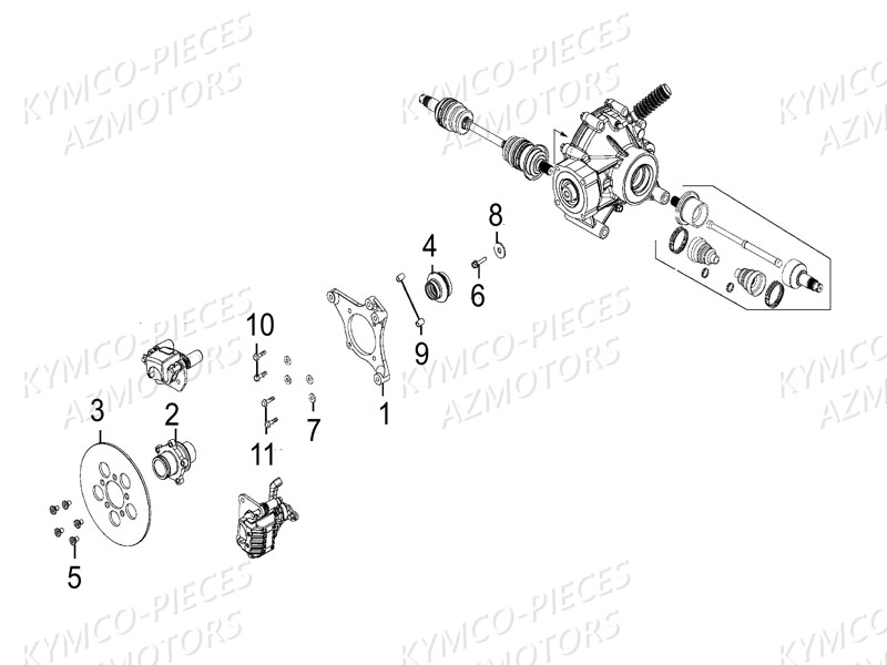 SUPPORT DE DISQUE ARRIERE KYMCO pour FREIN ARRIERE de MXU550I EX IRS
