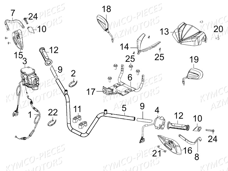 RETROVISEUR GAUCHE KYMCO pour GUIDON de MXU550I EX IRS