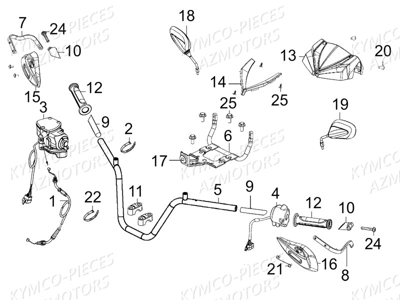 GUIDON KYMCO Pièces Quad Kymco MXU 550 EX IRS 4X4 INJECTION 4T EURO II