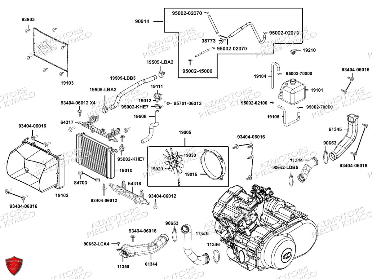Refroidissement KYMCO Pièces MXU 550I EX IRS 4T EURO2 (LEA0BE)