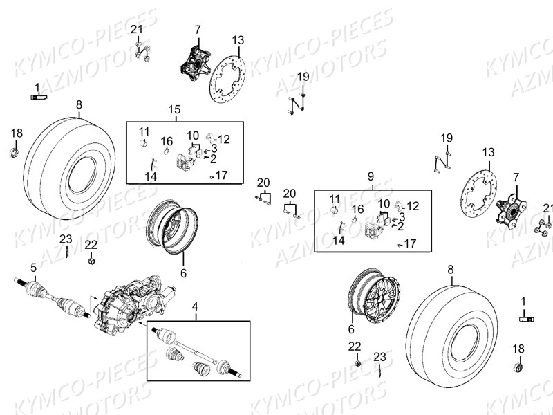 ROUE AVANT KYMCO Pièces Quad Kymco MXU 550 EX IRS 4X4 INJECTION 4T EURO II