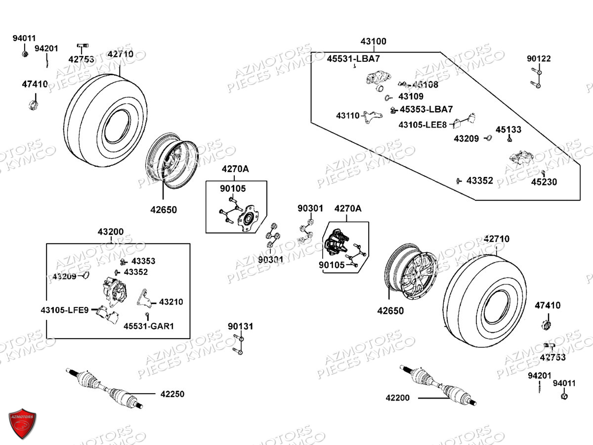 Roues Arriere KYMCO Pièces MXU 550I EX IRS 4T EURO2 (LEA0BE)