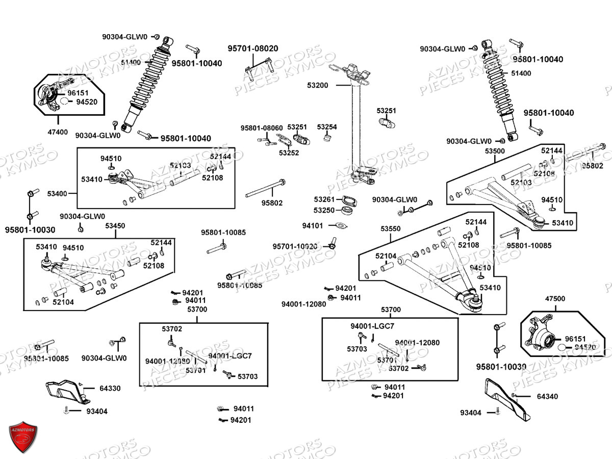 Suspension Avant Colonne De Direction KYMCO Pièces MXU 550I EX IRS 4T EURO2 (LEA0BE)