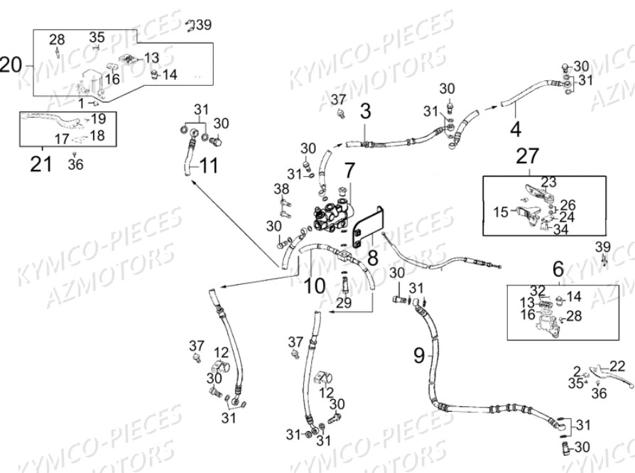 SYSTEME DE FREINS KYMCO Pièces Quad Kymco MXU 550 EX IRS 4X4 INJECTION 4T EURO II