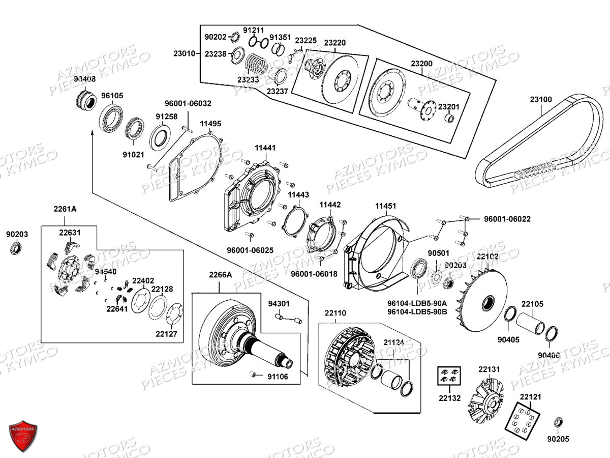Variateur Embrayage KYMCO Pièces MXU 550I EX IRS 4T EURO2 (LEA0BE)