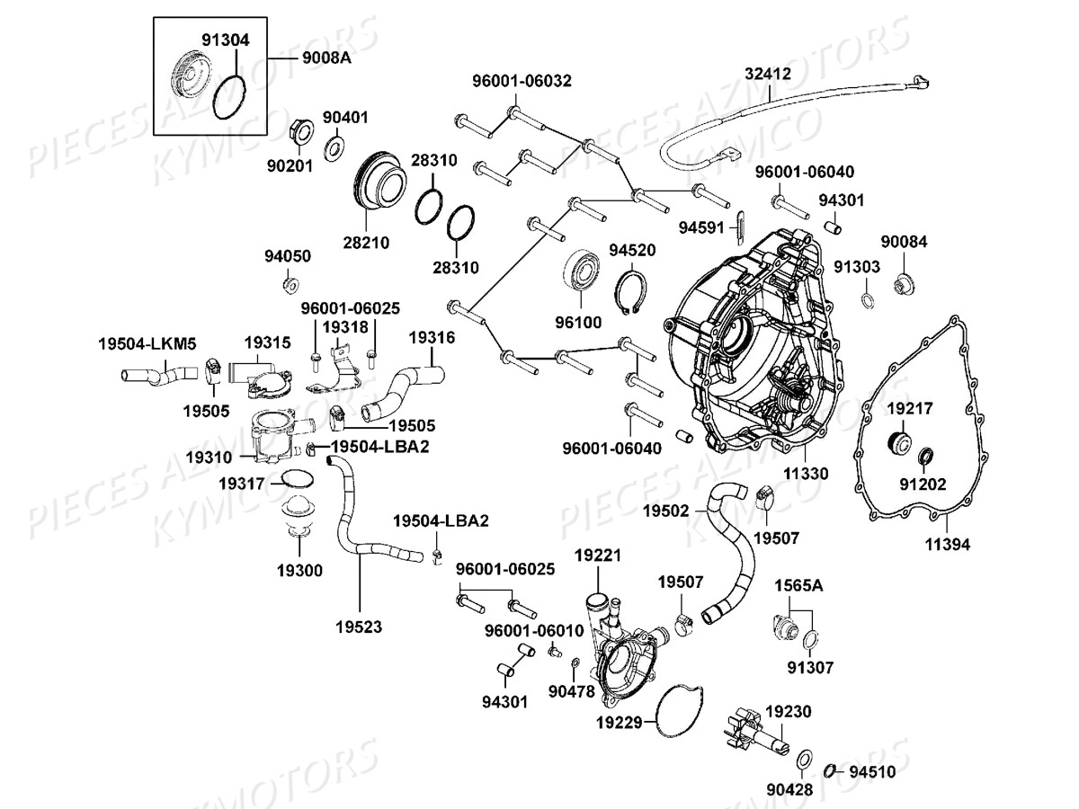 CARTER_DROIT_POMPE_A_EAU KYMCO Pièces Quad Kymco MXU 700 EX EPS IRS [Direction assistee] 2015