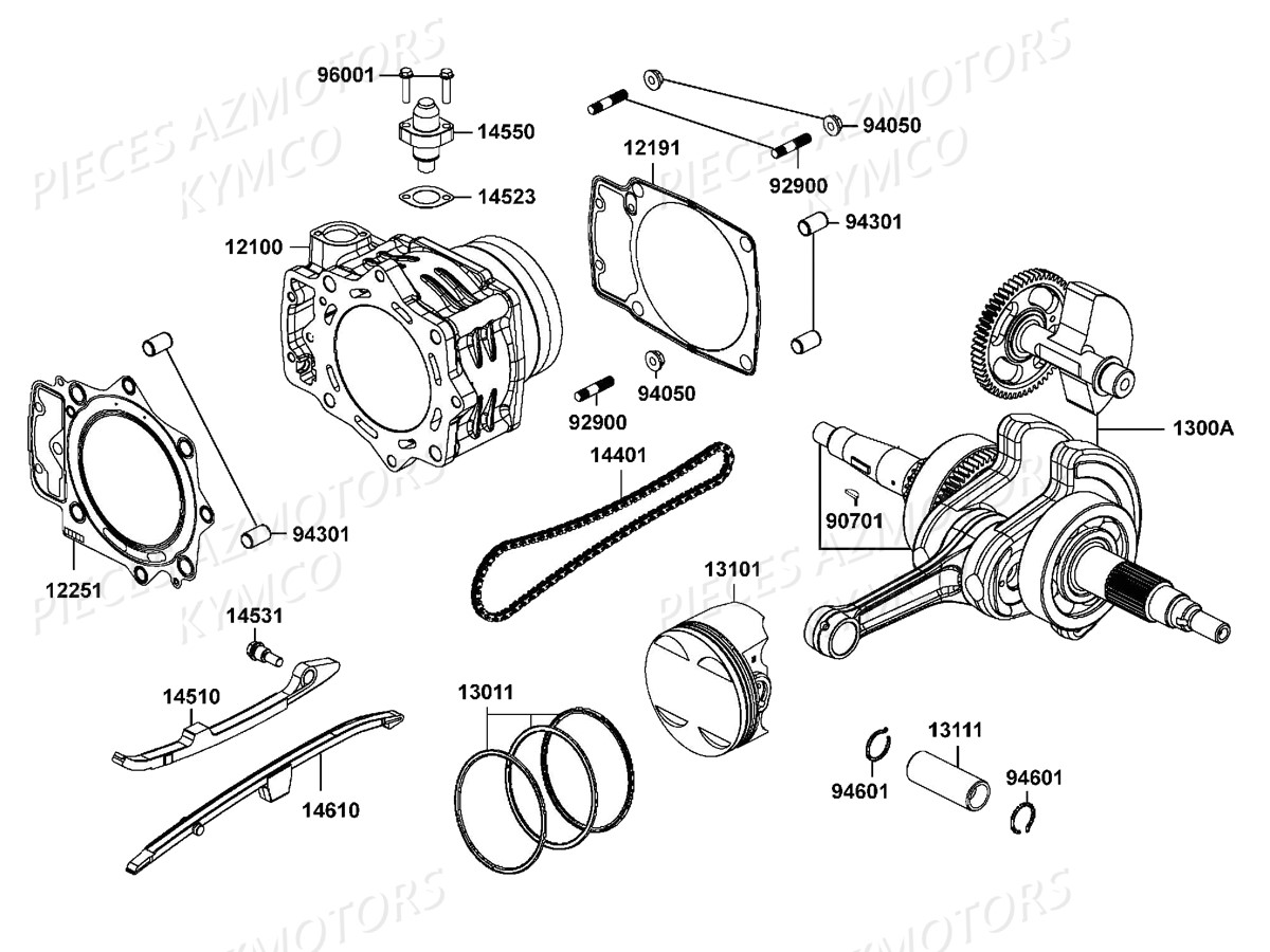 Cylindre Piston KYMCO Pièces MXU 700I EX EPS IRS 4T EURO2 (LAADBH)