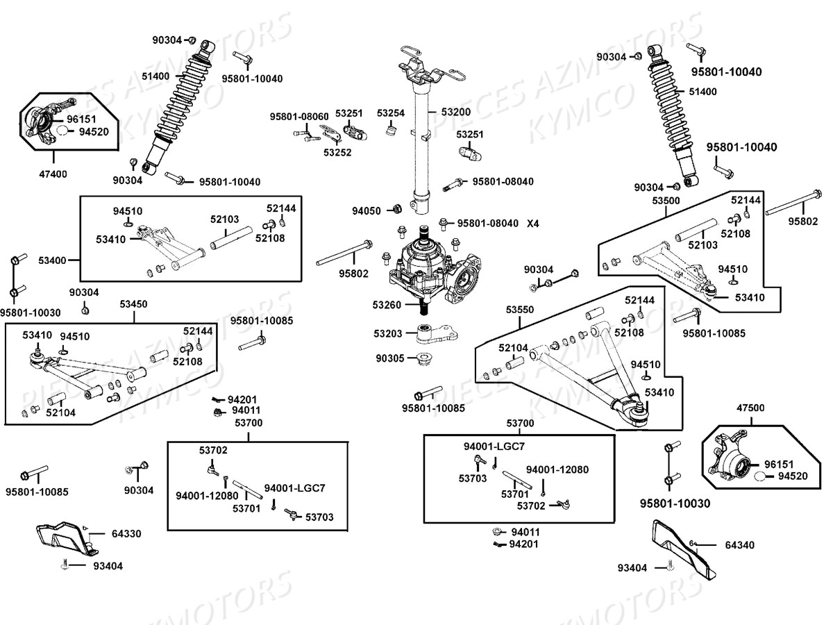 SUSPENSION_AVANT_COLONNE_DE_DIRECTION KYMCO Pièces Quad Kymco MXU 700 EX EPS IRS [Direction assistee] 2015