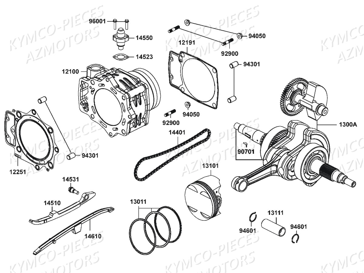 Cylindre Piston KYMCO Pièces MXU 700I IRS 4T EURO4 (LAADEE)