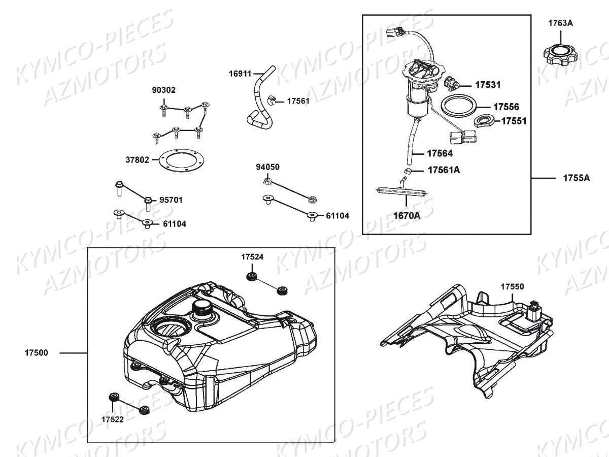 RESERVOIR A CARBURATION KYMCO Pièces MXU 700I IRS 4T EURO 4